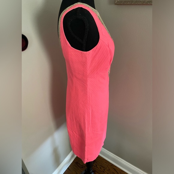 Lilly Pulitzer shift dress Janine neon pink gold details - Picture 11 of 12